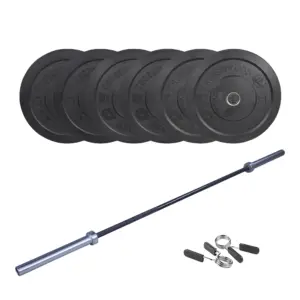Crossmaxx CF Vægtstangssæt (60 kg skiver + 20 kg vægtstang). Perfekt til crossfit og styrketræning
