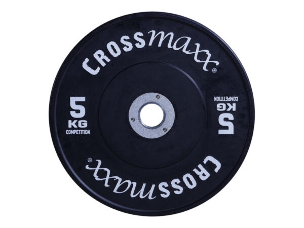 Crossmaxx Competition vægtskive 5 kg - sort. Af vulkaniseret gummi, slidstærk kvalitet. Til vægtløftning, crossfit og funktionel træning