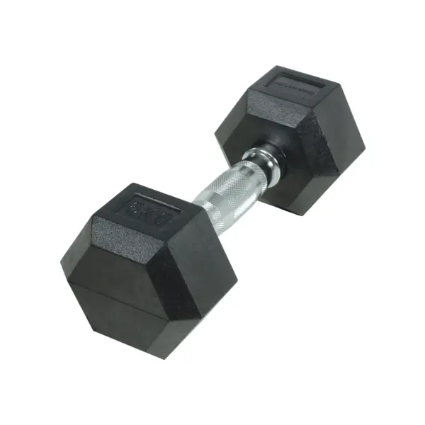 Crossmaxx Hexagon Håndvægt 6 kg - Lavet i støbejern, belagt med gummi - Riflet håndtag for godt greb - Til crossfit og styrketræning