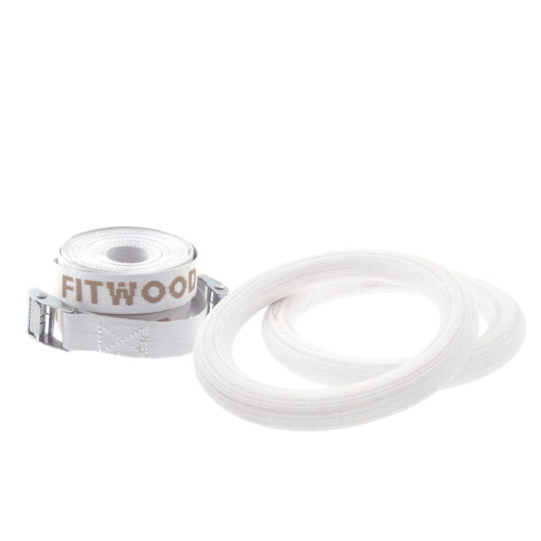 FitWood Play Gymnastikringe 25mm - Hvid overflade / Hvid Strop