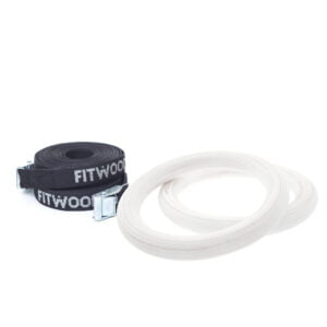 FitWood Play Gymnastikringe 25mm - Hvid overflade / Sort Strop