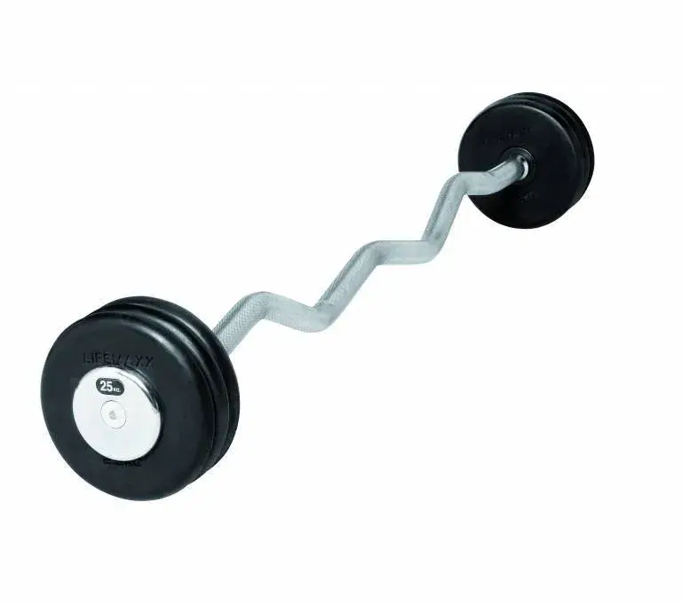Lifemaxx EZ Vægtstang (32 kg) - curl vægtstang med faste skiver. Perfekt til biceps- og triceps øvelser.