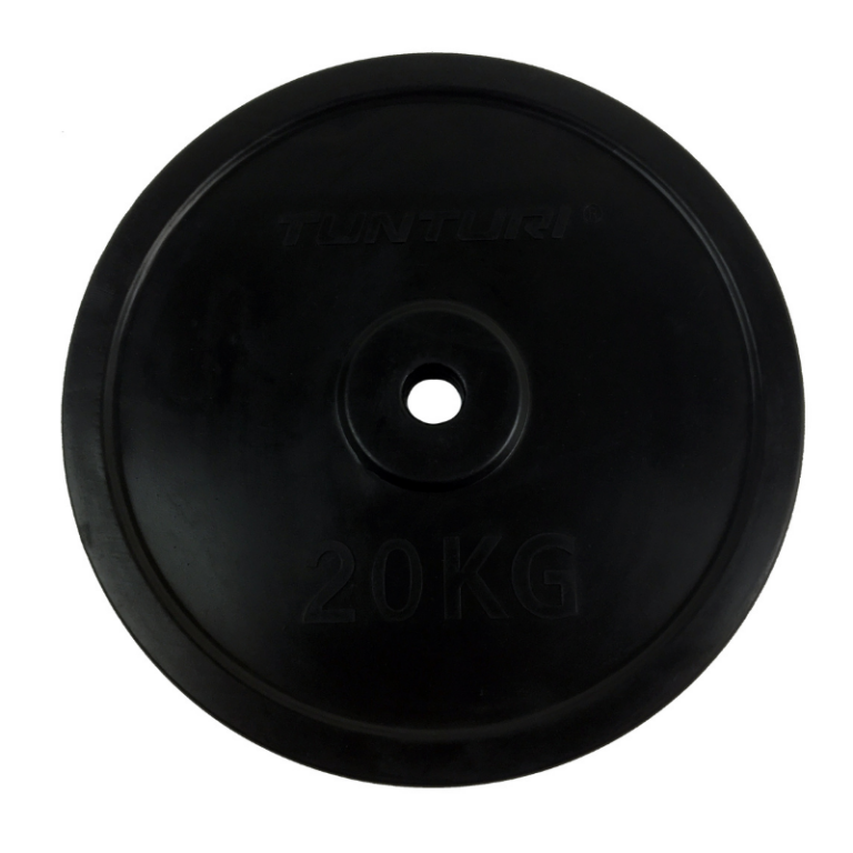 Tunturi Gummi Vægtskive 20 kg - Skridsikker Gulvbeskyttelse & Ergonomisk Greb